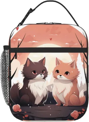 Insulated Lunch Bag for Men Women Reusable Lunch Box Cartoon Cat Lunchbox Leakproof Cooler Bags for Work Picnic