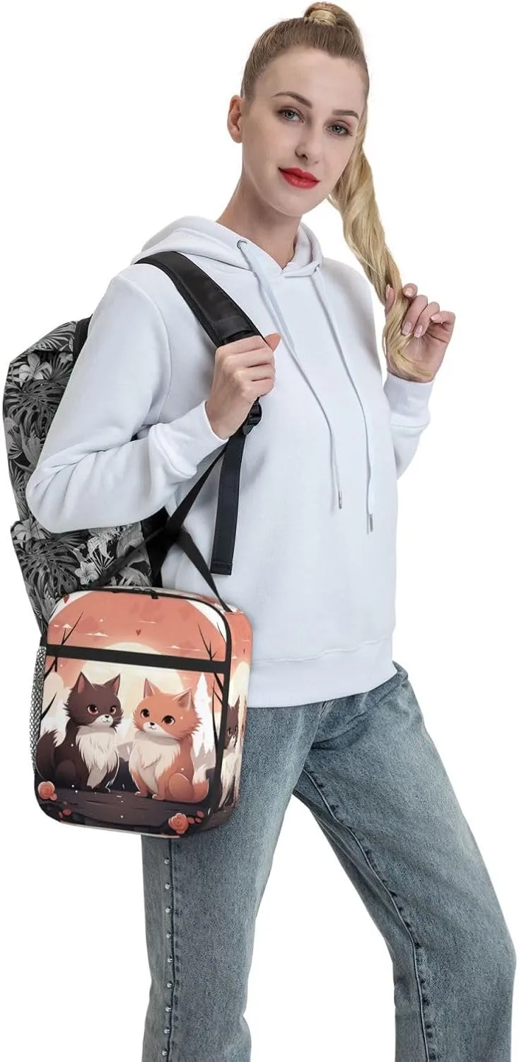 Insulated Lunch Bag for Men Women Reusable Lunch Box Cartoon Cat Lunchbox Leakproof Cooler Bags for Work Picnic