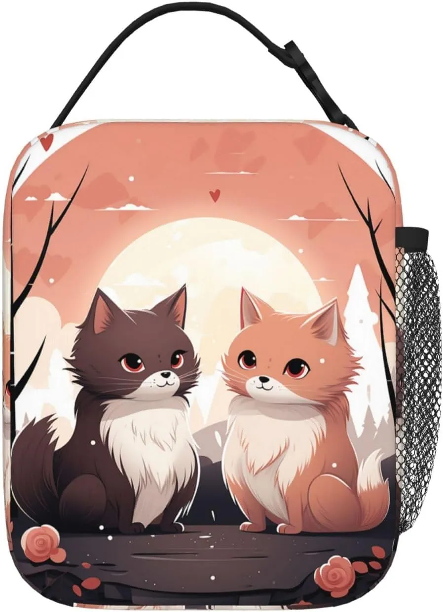 Insulated Lunch Bag for Men Women Reusable Lunch Box Cartoon Cat Lunchbox Leakproof Cooler Bags for Work Picnic