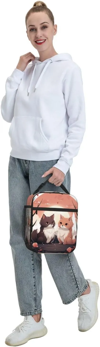 Insulated Lunch Bag for Men Women Reusable Lunch Box Cartoon Cat Lunchbox Leakproof Cooler Bags for Work Picnic