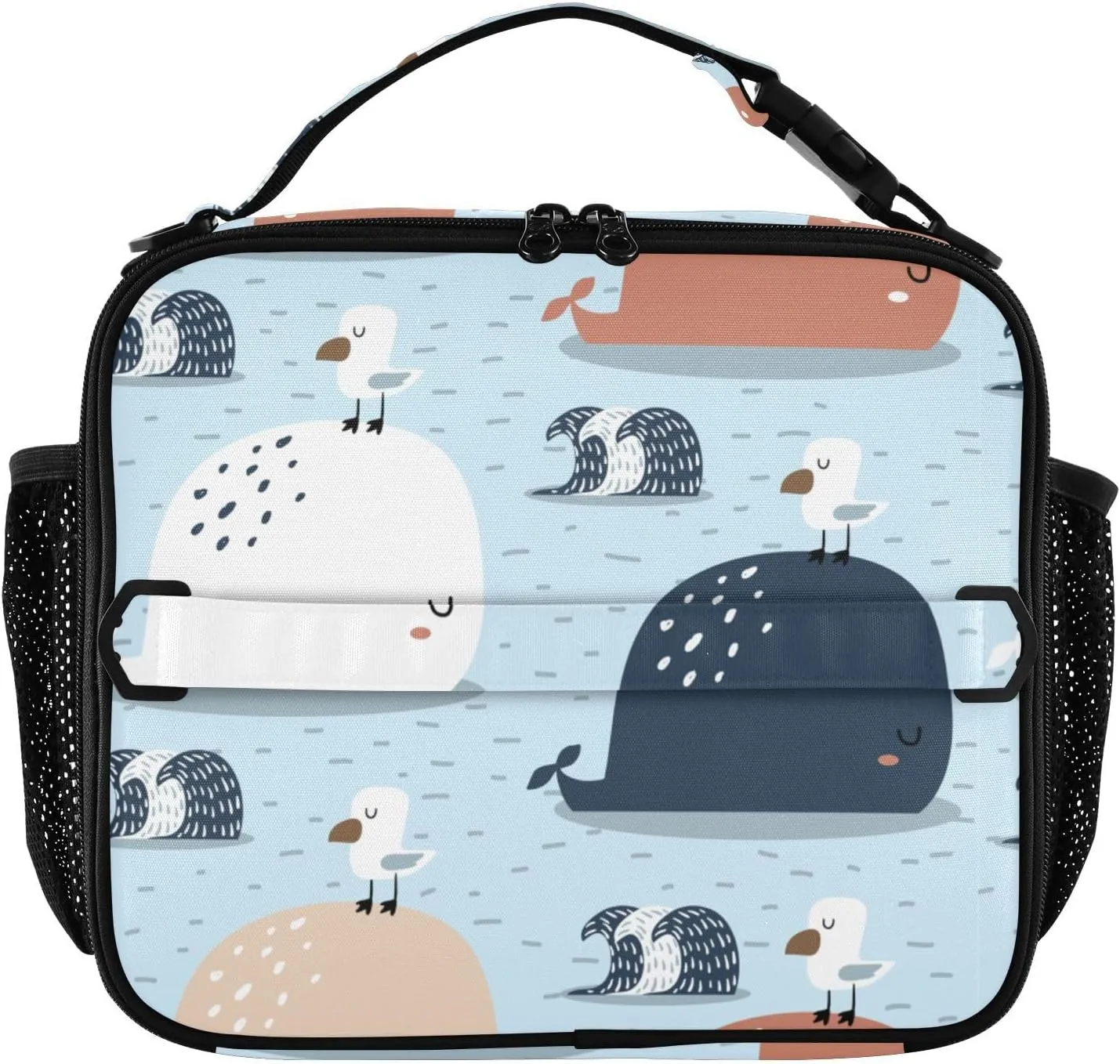Insulated Lunch Bag for Men Women Whale and Gull Reusable Lunch Box Portable Cooler Bag for Office Travel Work School
