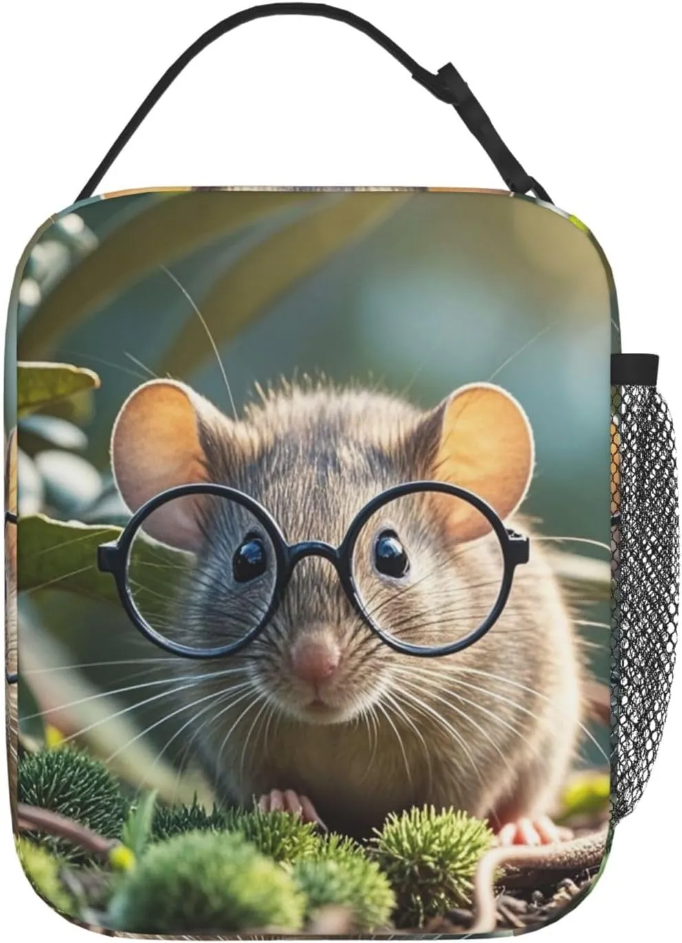 Insulated Lunch Bag for Women Men Portable Reusable Lunch Box Guinea Mouse With Glasses Lunch Tote Bag for Work Picnic Travel