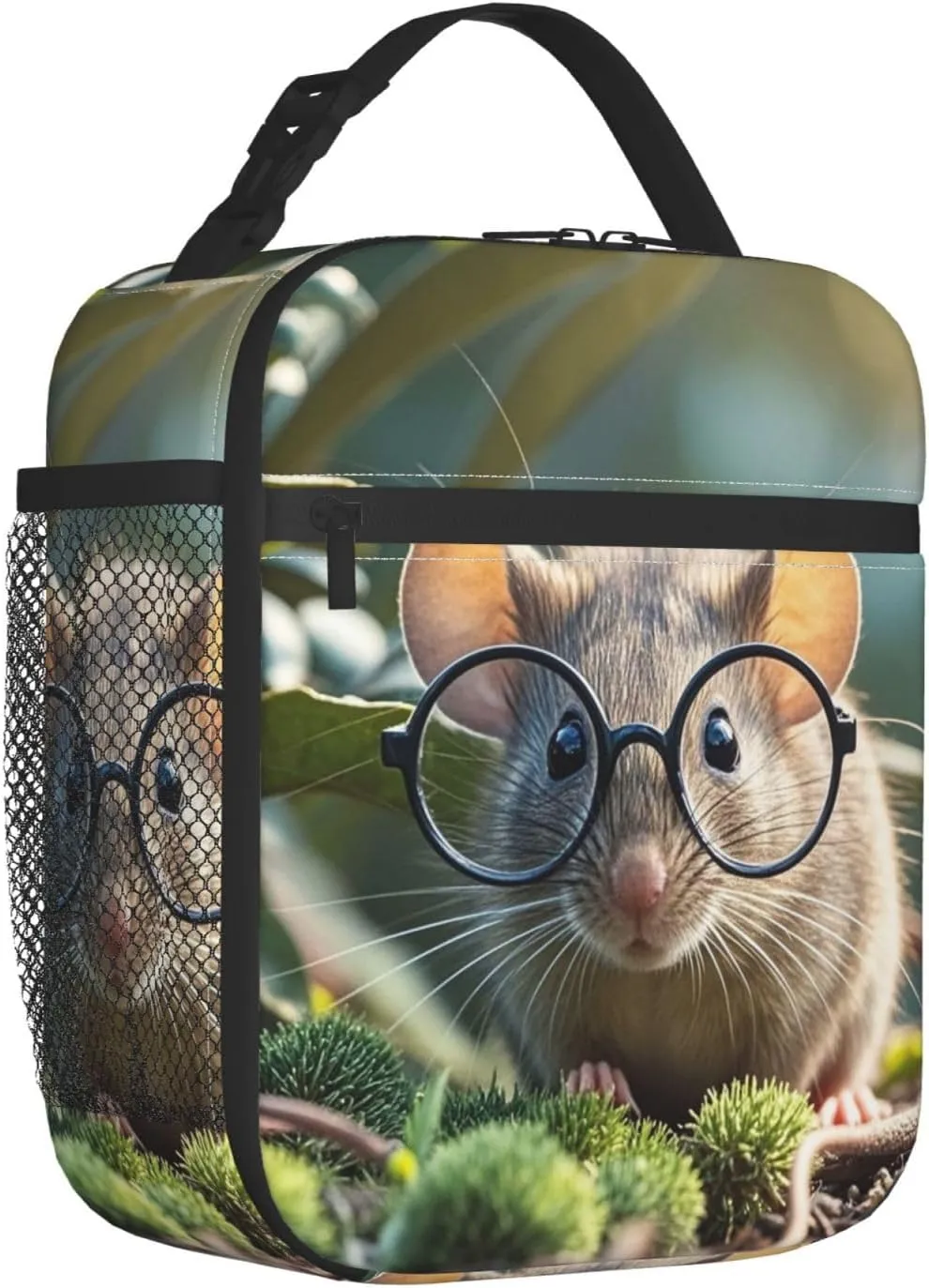 Insulated Lunch Bag for Women Men Portable Reusable Lunch Box Guinea Mouse With Glasses Lunch Tote Bag for Work Picnic Travel