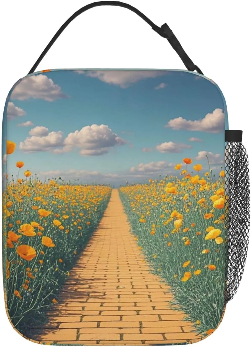 Insulated Lunch Bag for Women Men Portable Reusable Lunch Box Poppies Field Yellow Brick Road Lunch Tote Bag for Work Picnic Travel