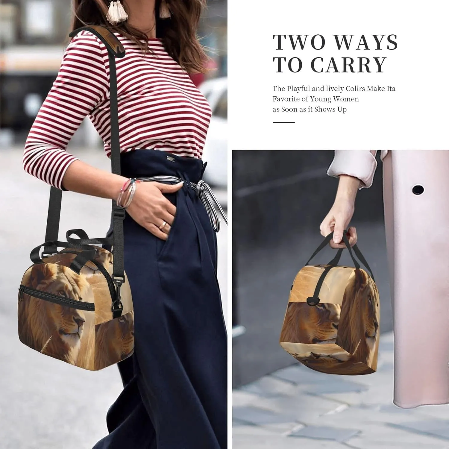 Insulated Lunch Bag for Women Men Prairie lion Lunch Box Leakproof Reusable Lunchbox Adult Lunch Tote Bag with Adjustable Shoulder Strap Lunch Cooler Bag for Work Travel Picnic