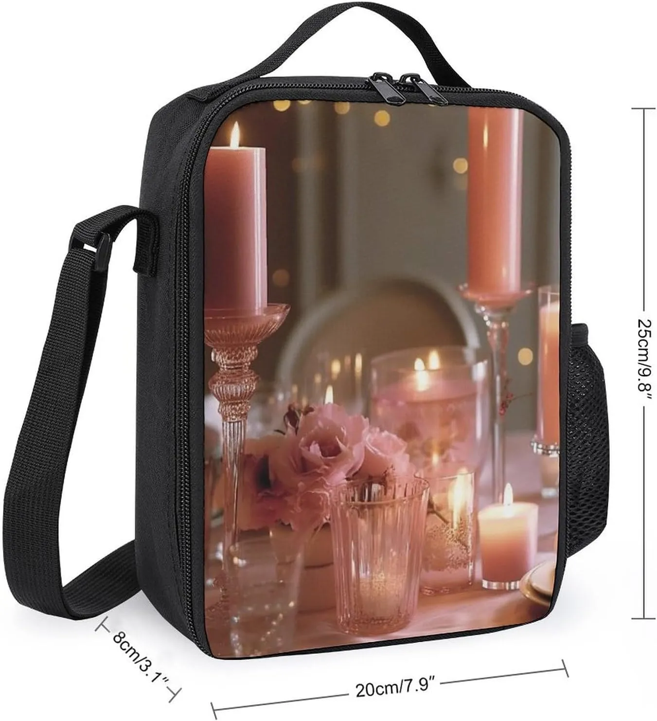 Insulated Lunch Bag Lunch Box for Women Men Candles And Flowers Lunch Tote Bags for Work Office