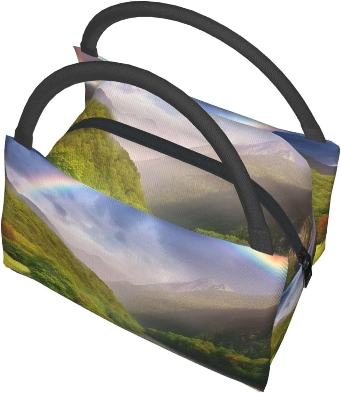 Insulated Lunch Bag Lunch box for Women Men Reusable Cooler Bag Mountain Valley with Rainbow Lunch Bag Portable Lunch Tote Bag Leakproof Lunchbox for Work Travel Picnic Office