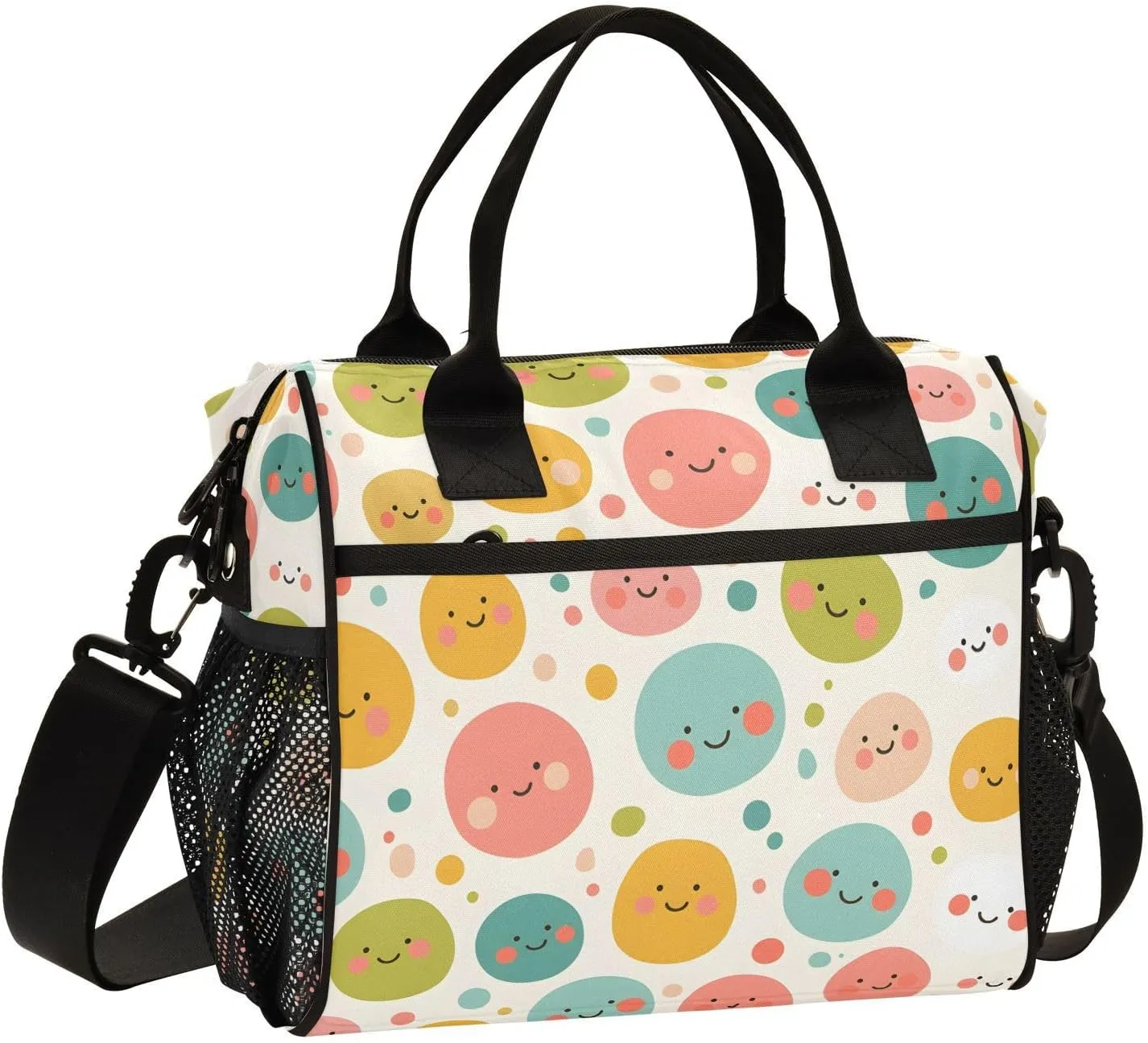 Insulated Lunch Bag Women - Smiling Symphony Smile Lunch Box for Men, Leak Resistant, Adjustable Shoulder Strap, Durability Nylon, for Work, Travel, Outdoor Activities