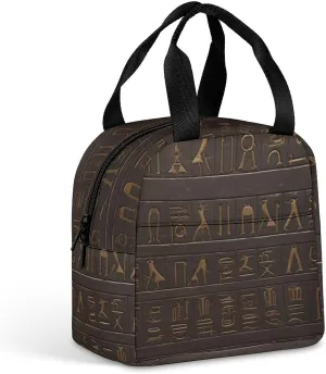 Insulated Lunch Bags Ancient Egyptian Hieroglyph Lunch Bag for Women Men Insulated Lunch Box for Work Picnic Travel