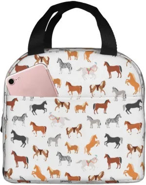 Insulated Lunch Bags for Men Women Work - Cute Horse Donkey Zebra Pony Soft Cooler Bag Insulated for Travel, Water Proof Small Adult Lunch Box for Men Women, Lunch Tote Bag for Women Men
