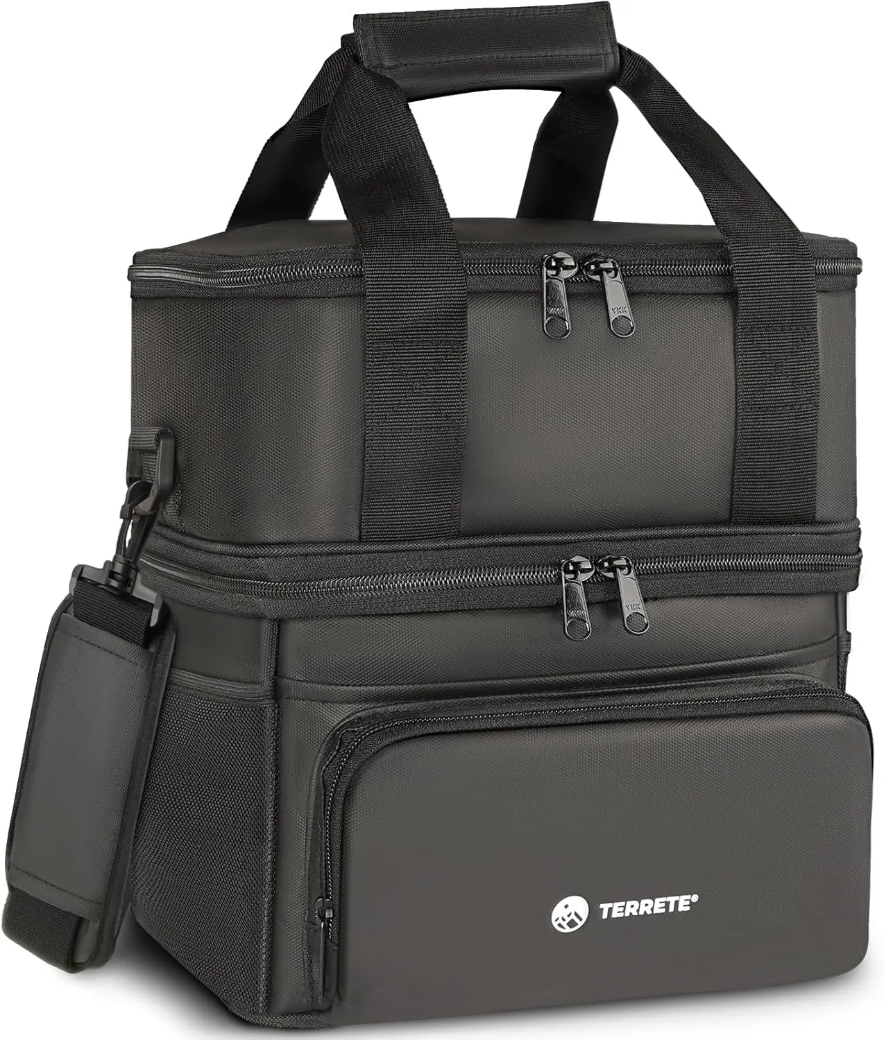 Insulated Lunch Box - Double Deck, Leakproof Cooler Bag for Men & Women, Large Lunch Bag for Work/Travel (15L Black)