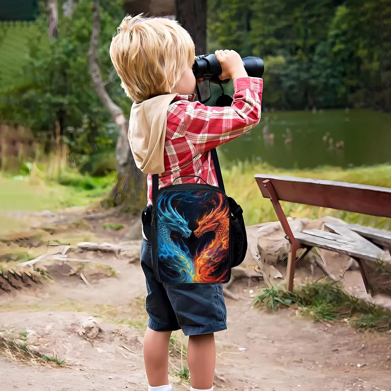 Insulated Lunch Box Dragon Lunch Bag for Women & Men Small Leakproof Cooler Food Lunch Containers Reusable Large Capacity Lunch Tote Bags with Shoulder Strap for Work Travel Picnic