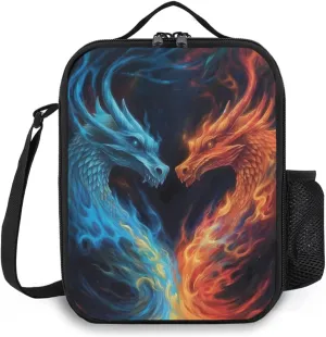 Insulated Lunch Box Dragon Lunch Bag for Women & Men Small Leakproof Cooler Food Lunch Containers Reusable Large Capacity Lunch Tote Bags with Shoulder Strap for Work Travel Picnic