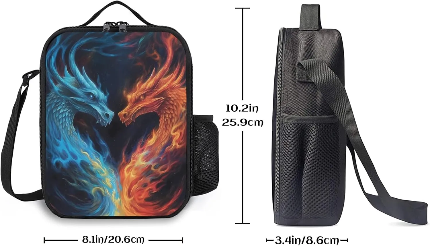 Insulated Lunch Box Dragon Lunch Bag for Women & Men Small Leakproof Cooler Food Lunch Containers Reusable Large Capacity Lunch Tote Bags with Shoulder Strap for Work Travel Picnic