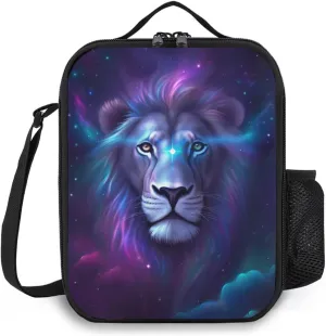 Insulated Lunch Box Lion Lunch Bag for Women & Men Small Leakproof Cooler Food Lunch Containers Reusable Large Capacity Lunch Tote Bags with Shoulder Strap for Work Travel Picnic