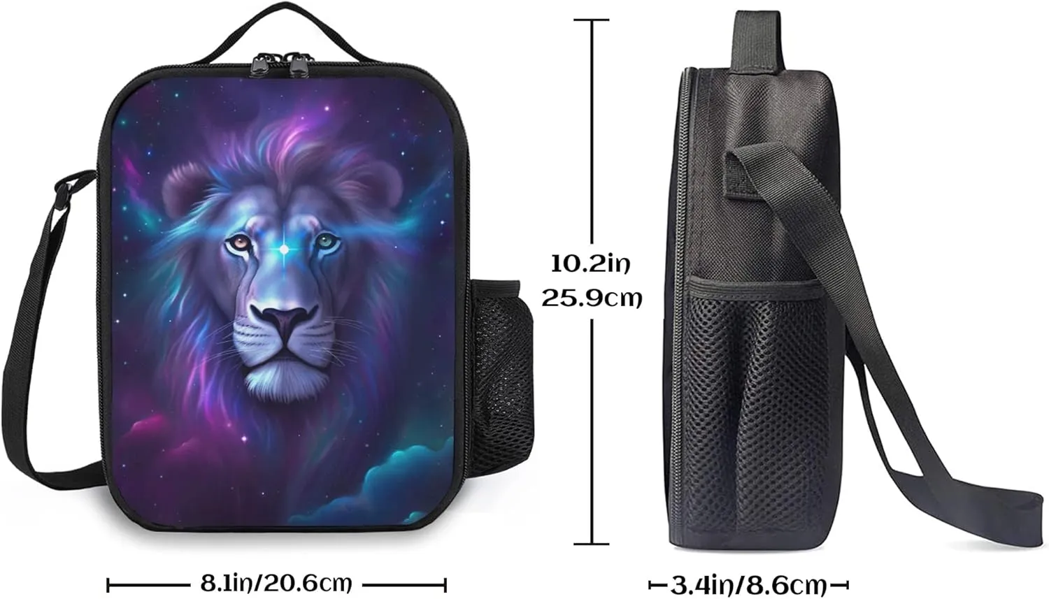 Insulated Lunch Box Lion Lunch Bag for Women & Men Small Leakproof Cooler Food Lunch Containers Reusable Large Capacity Lunch Tote Bags with Shoulder Strap for Work Travel Picnic