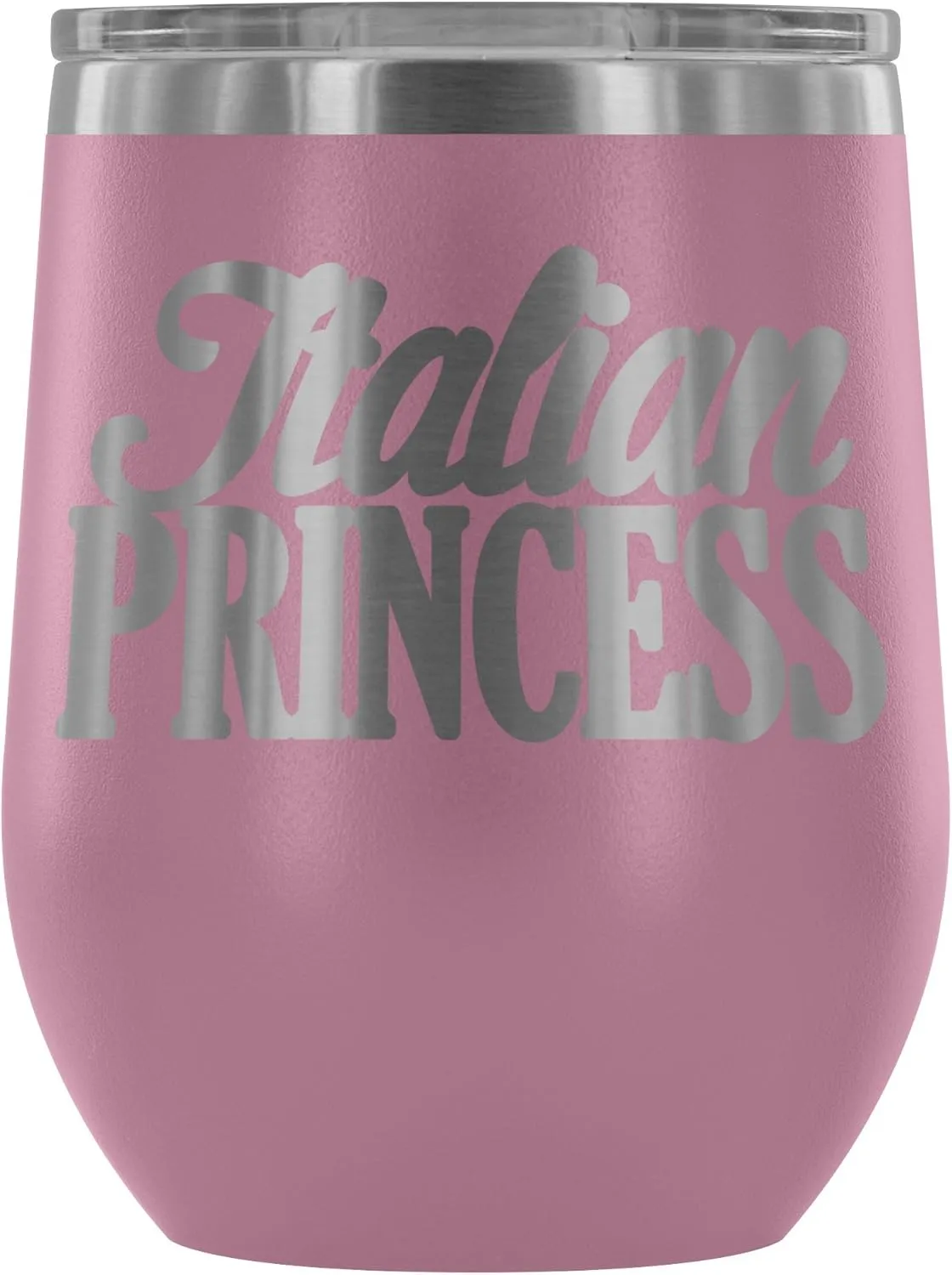 Insulated Wine Tumbler with Lid – Italian Princess - 12 oz Stemless Stainless Steel Wine Glass – Double Wall Vacuum Insulated Travel Cup for Wine, Coffee, Cocktails – Lightweight & BPA Free