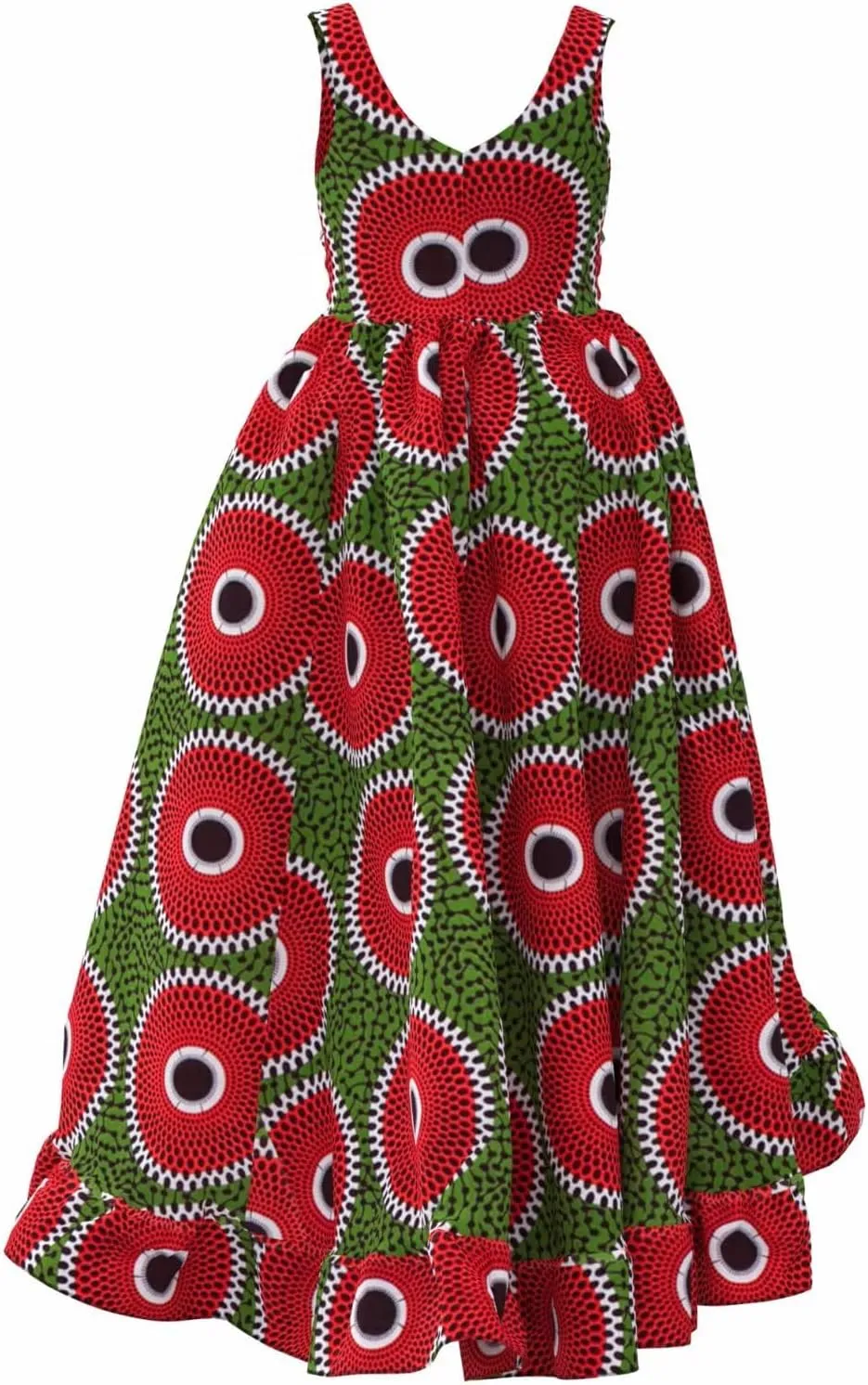 iooiooi African Dresses for Women Party Robe Plus Size Print Dashiki Dinner Dress