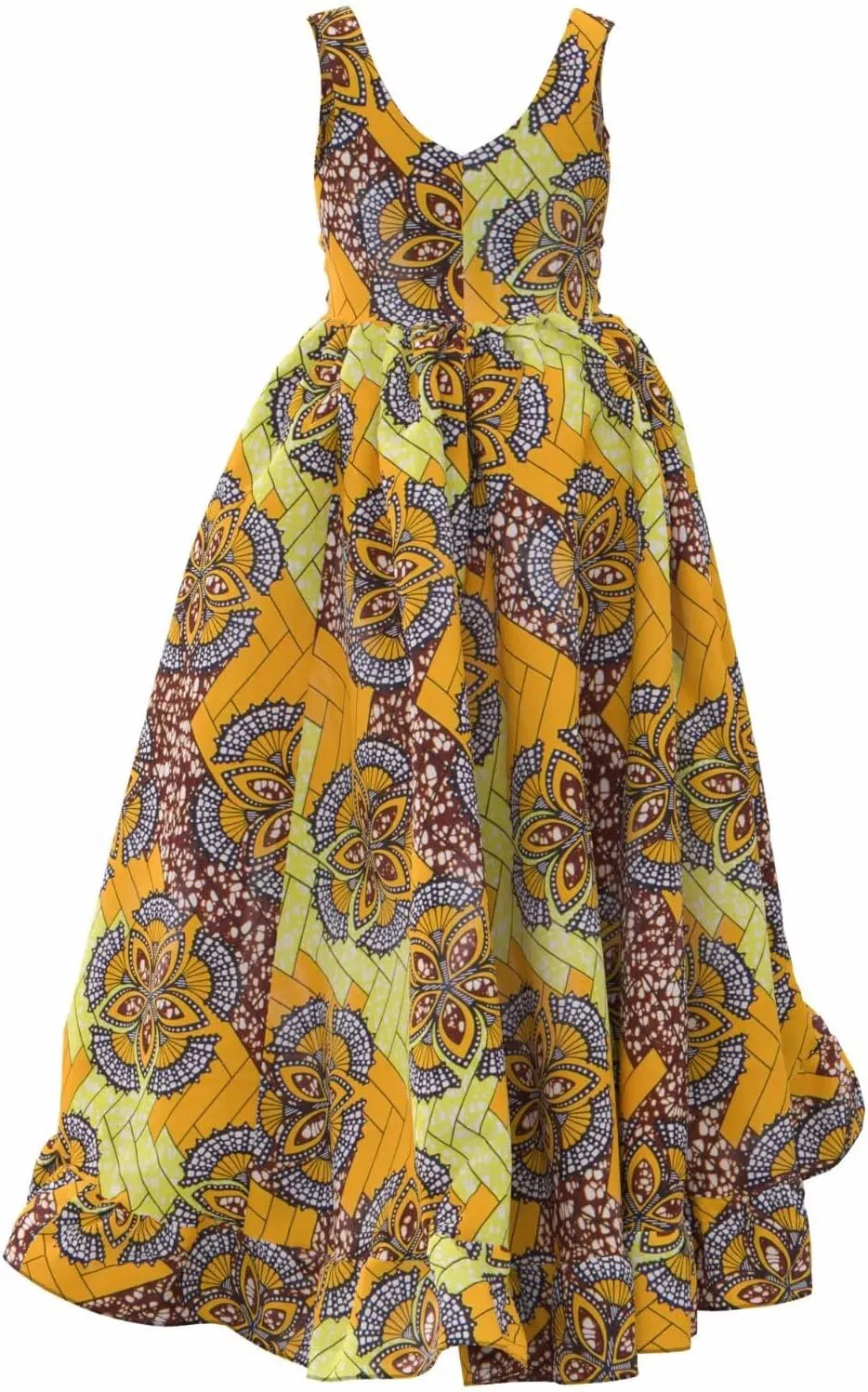 iooiooi African Dresses for Women Party Robe Plus Size Print Dashiki Dinner Dress
