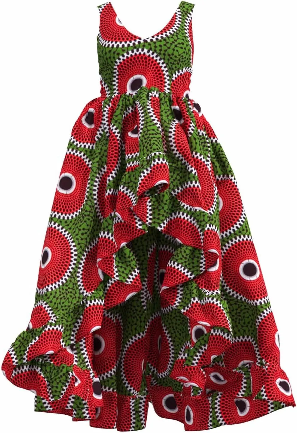 iooiooi African Dresses for Women Party Robe Plus Size Print Dashiki Dinner Dress