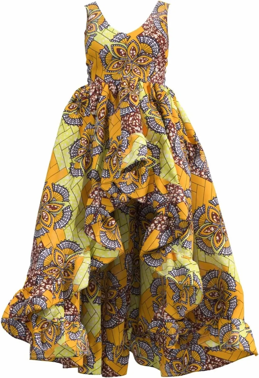 iooiooi African Dresses for Women Party Robe Plus Size Print Dashiki Dinner Dress