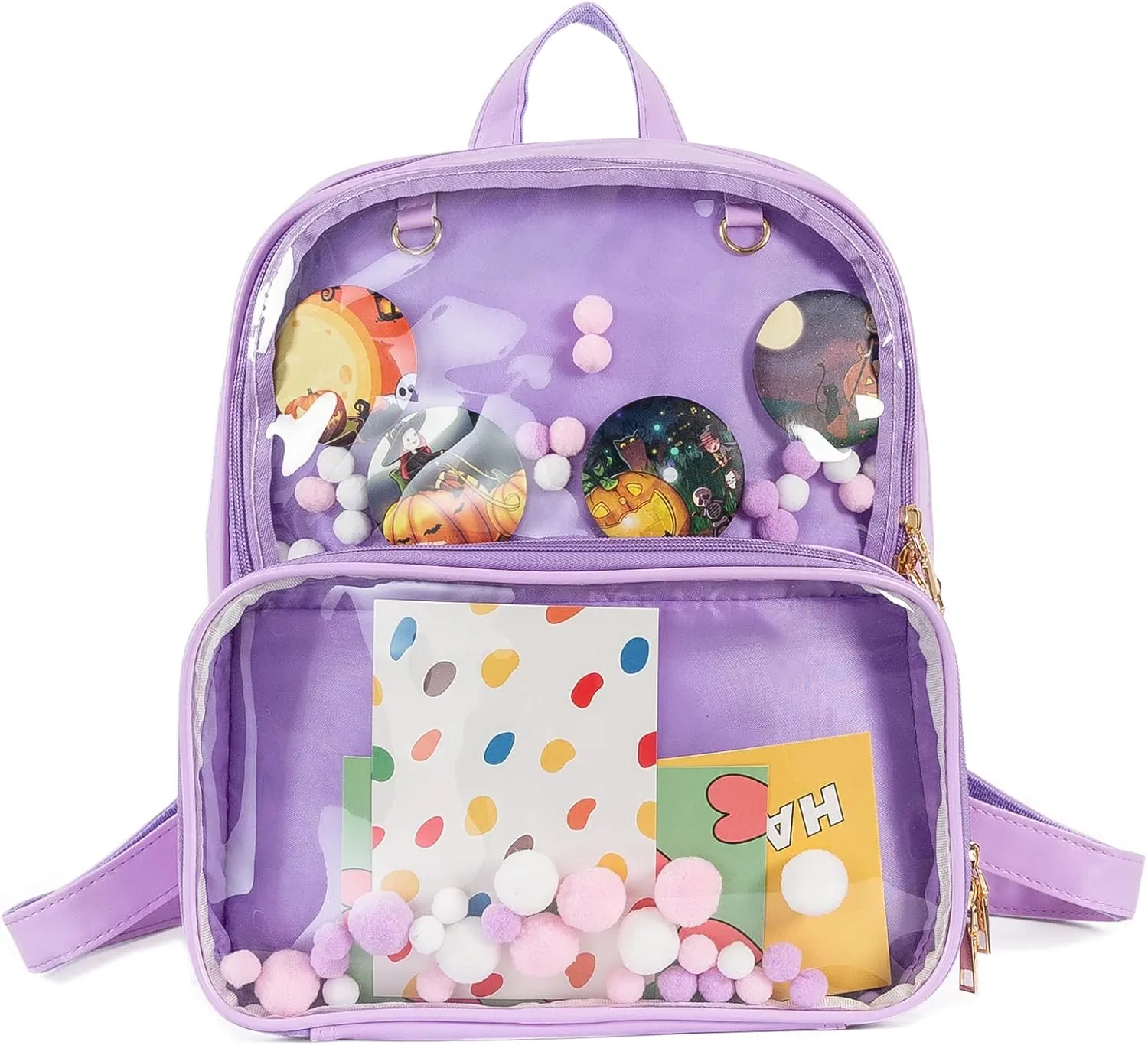 Ita Backpack Purse, Cute Clear Shoulder Bag Transparent Kawaii Daypack Travel Bag for Pins Display