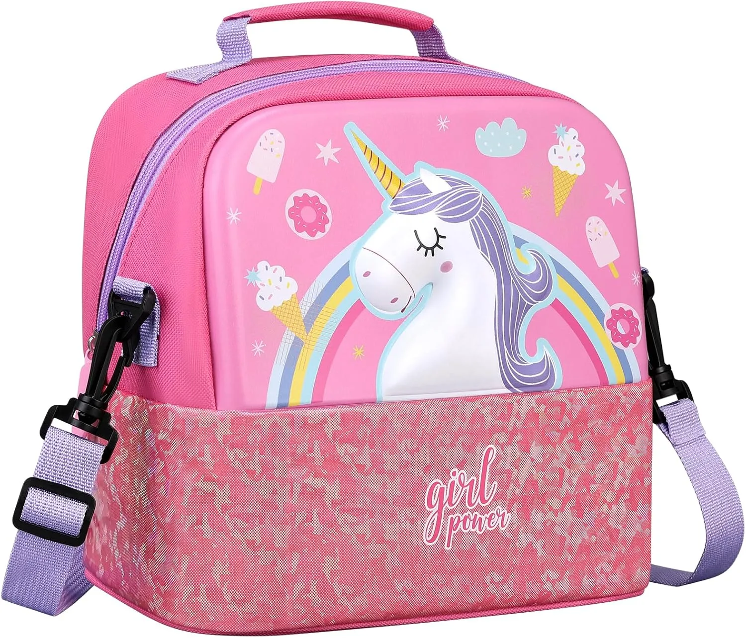 Itslife Kids Lunch Bag, Insulated Lunch Bag for Boys Girls, Reusable, Lightweight & Durable Lunch Bag with Inside Name Card Slot for School, Travel, Picnic (Unicorn)