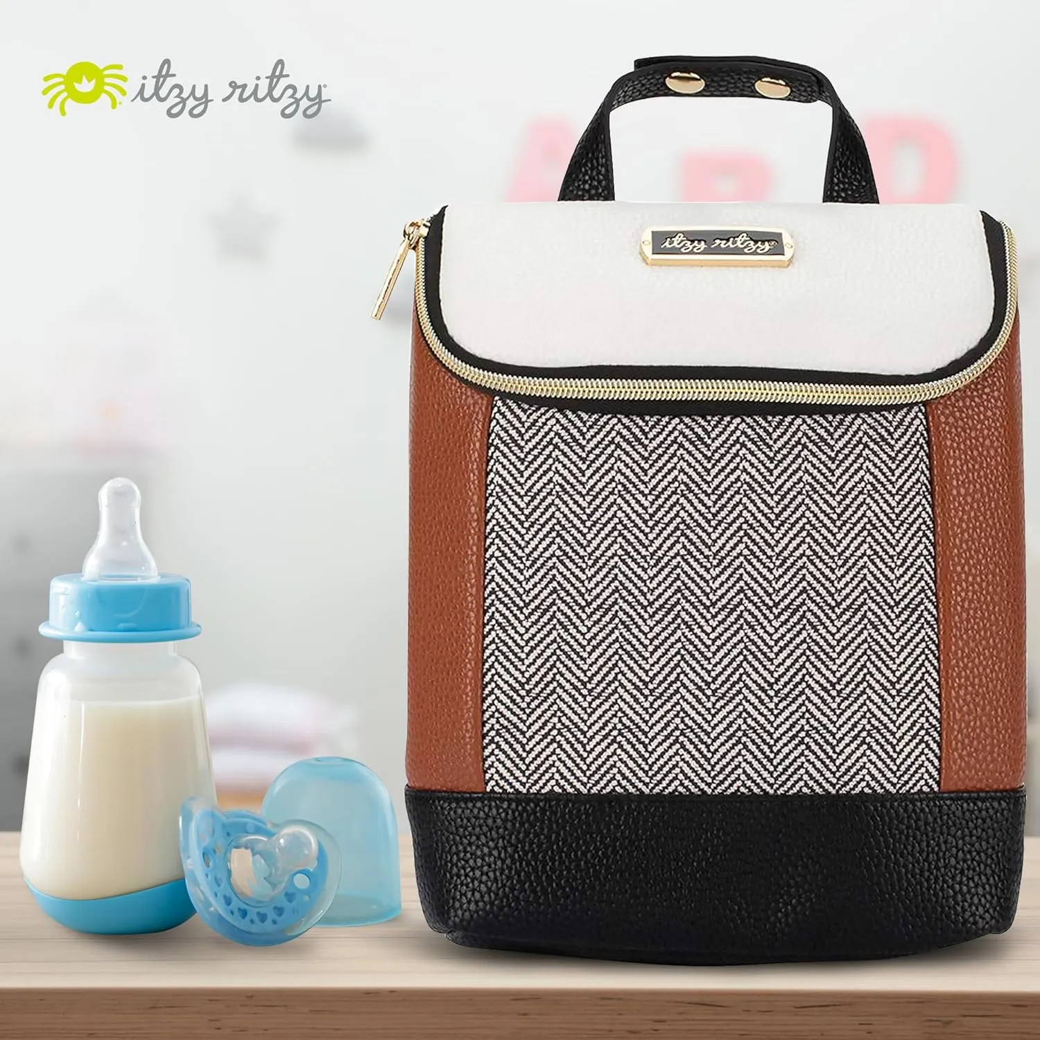 Itzy Ritzy Insulated Bottle Bag – Keeps Bottles Warm or Cool - Holds 3 Bottles & Features Interior Pocket For Ice Pack (Not Included), Coffee and Cream