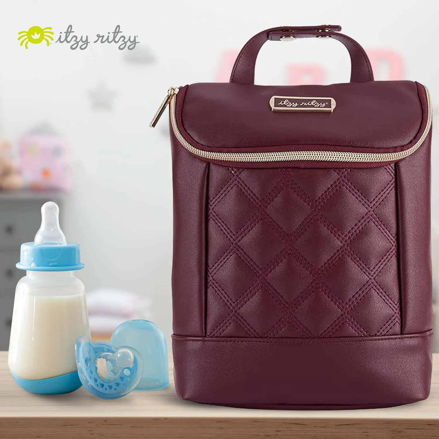 Itzy Ritzy Insulated Bottle Bag – Keeps Bottles Warm or Cool - Holds 3 Bottles and Features Interior Pocket for Ice Pack (Not Included), Monarch