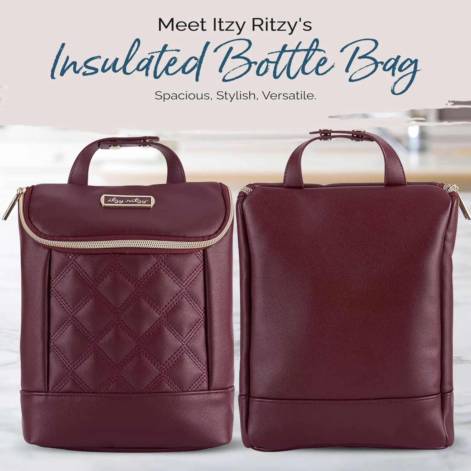 Itzy Ritzy Insulated Bottle Bag – Keeps Bottles Warm or Cool - Holds 3 Bottles and Features Interior Pocket for Ice Pack (Not Included), Monarch