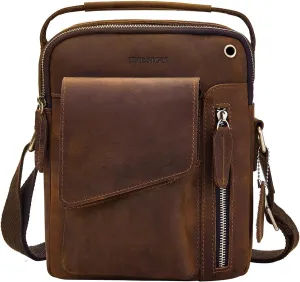 IVESIGN Crossbody Sling Bag for men and women,Leather Satchel Shoulder Bag