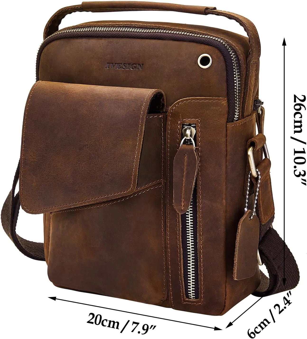 IVESIGN Crossbody Sling Bag for men and women,Leather Satchel Shoulder Bag