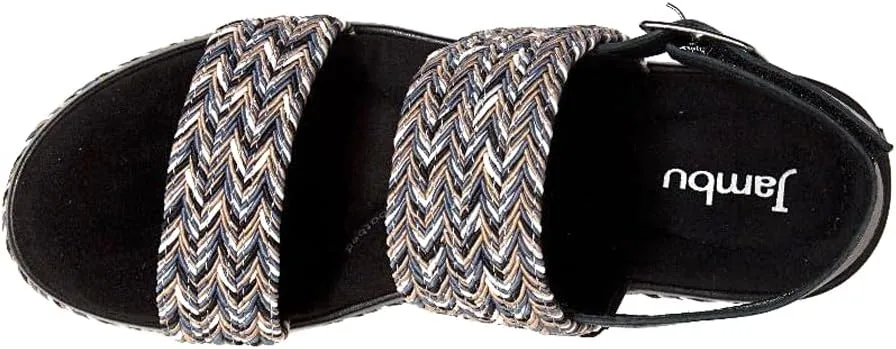 Jambu Womens Destiny Braided Sling Back Casual Sandals Casual Mid Heel 2-3" - Black