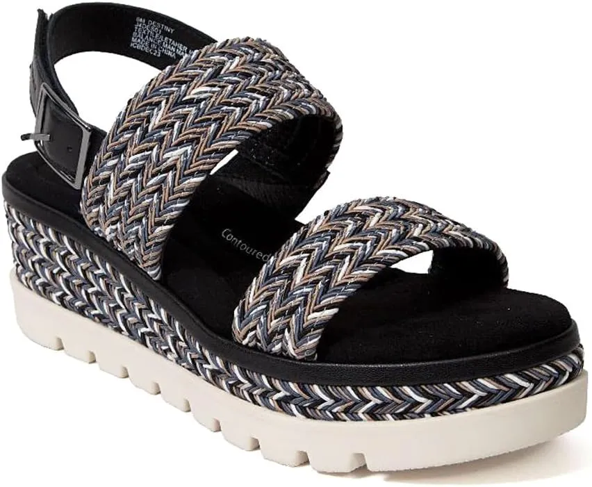 Jambu Womens Destiny Braided Sling Back Casual Sandals Casual Mid Heel 2-3" - Black
