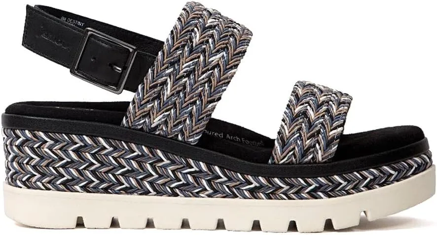 Jambu Womens Destiny Braided Sling Back Casual Sandals Casual Mid Heel 2-3" - Black