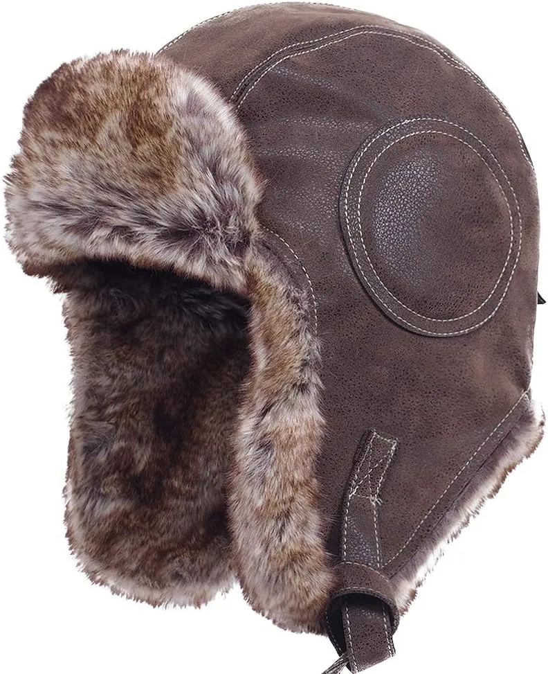 Janey&Rubbins Cold Weather Winter Gear Russian Ushanka Cossack Trooper Hat Trapper Hunter Headwear Pilot Aviator Cap