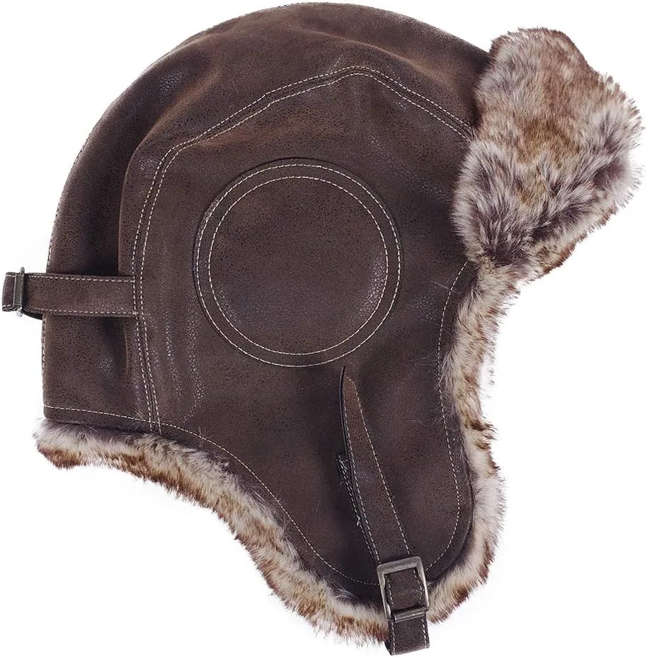 Janey&Rubbins Cold Weather Winter Gear Russian Ushanka Cossack Trooper Hat Trapper Hunter Headwear Pilot Aviator Cap