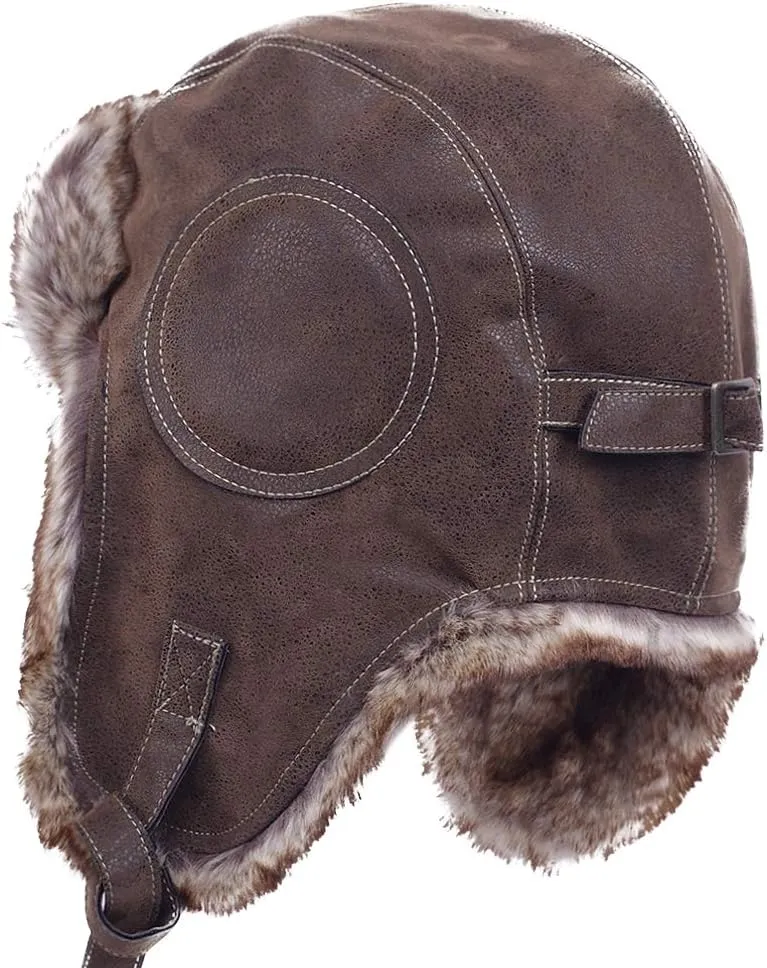 Janey&Rubbins Cold Weather Winter Gear Russian Ushanka Cossack Trooper Hat Trapper Hunter Headwear Pilot Aviator Cap