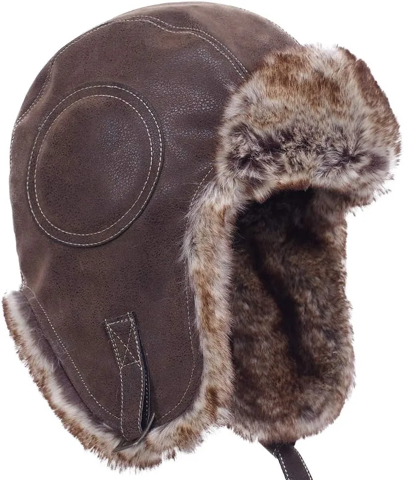 Janey&Rubbins Cold Weather Winter Gear Russian Ushanka Cossack Trooper Hat Trapper Hunter Headwear Pilot Aviator Cap