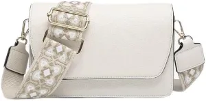 JEN & CO. Noah - Fold Over Closure Aztec Design Guitar Strap - Vegan Leather Crossbody Handbag Purse