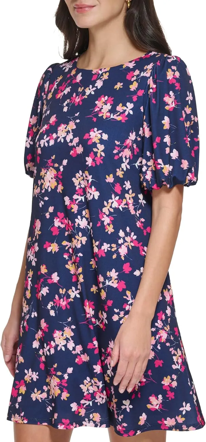 Jessica Howard Women's Puff Sleeve High Neck Shift Mini Dress