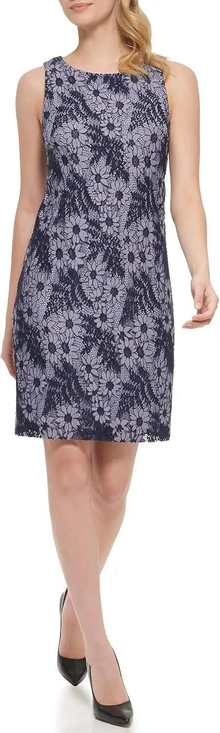 Jessica Howard Women's Sleeveless Floral Lace Shift Mini Dress
