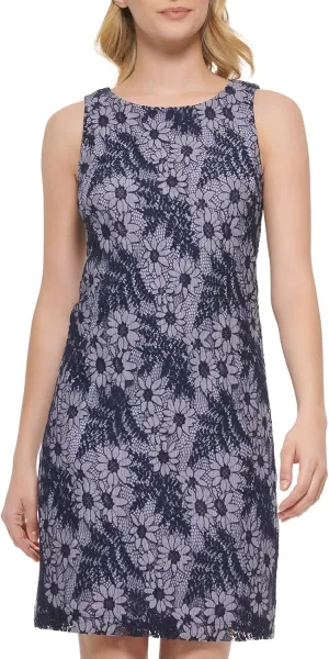 Jessica Howard Women's Sleeveless Floral Lace Shift Mini Dress
