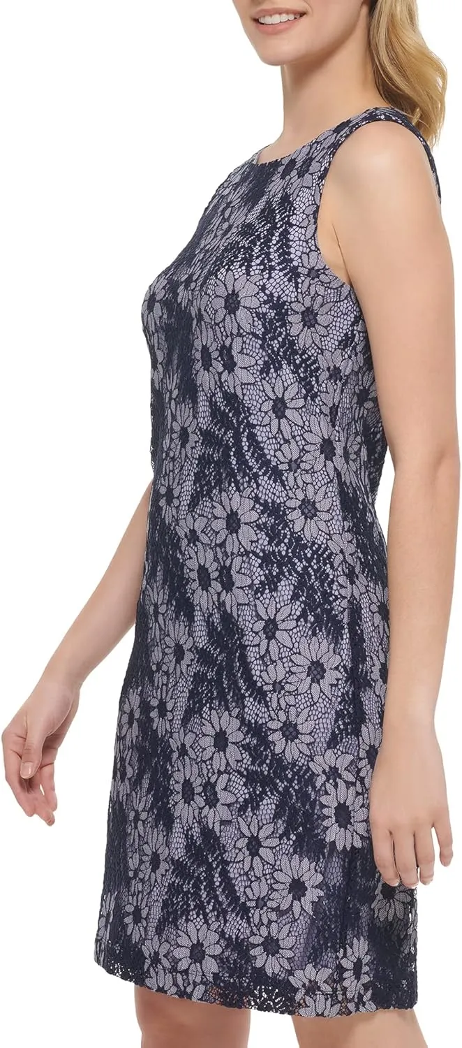 Jessica Howard Women's Sleeveless Floral Lace Shift Mini Dress