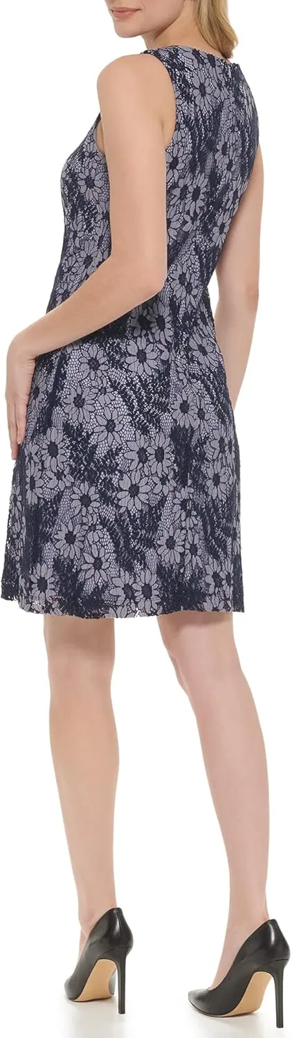 Jessica Howard Women's Sleeveless Floral Lace Shift Mini Dress