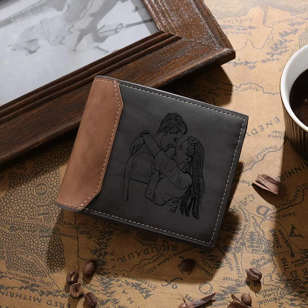 JewelOra Gifts for Men - Personalized Photo Wallet for Men - Custom Picture Wallet for Dad - Engraved Text PU Leather Wallet for Father Personalized Gifts