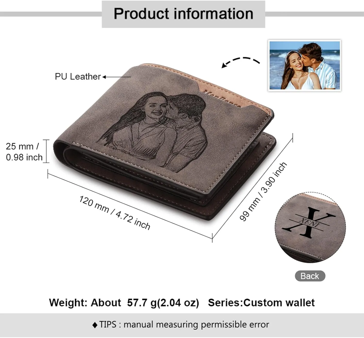 JewelOra Personalized Gifts for Men - Custom Photo Mens Wallet & Keychain Gifts Set for Father's Day - Customized Gift Box for Dad, Husband (Wallet Sets-3)