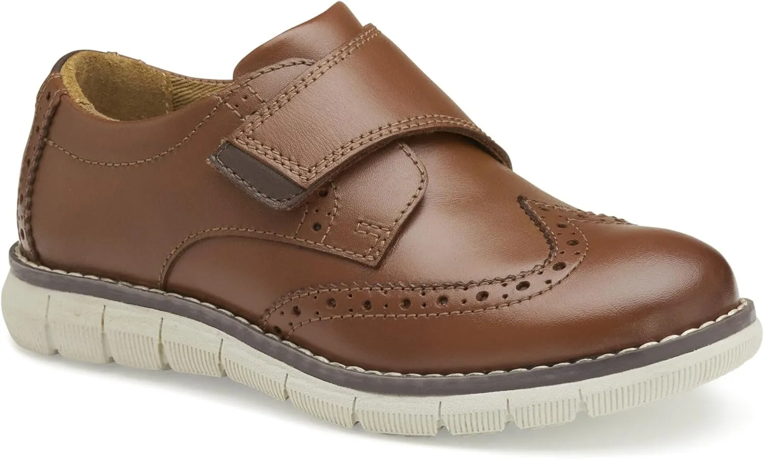 Johnston & Murphy Little Kid Holden Wingtip Dress Casual Boys Lace-Up Shoe, Tan Full Grain, 8