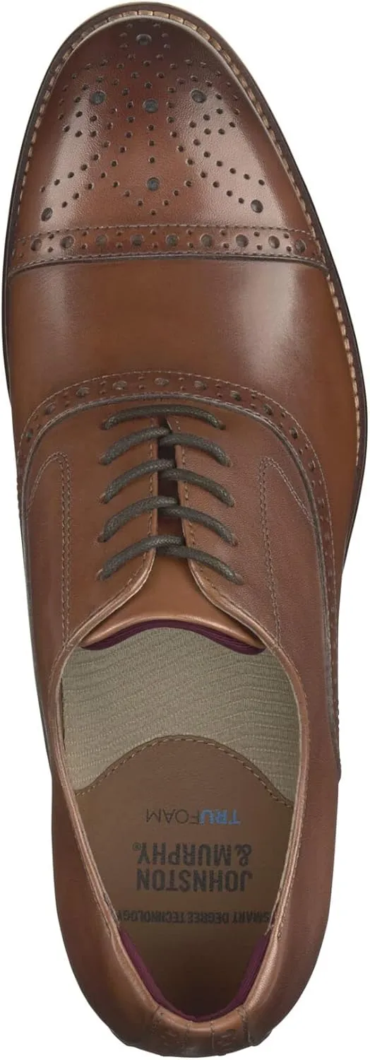 Johnston & Murphy Men’s Conard 2.0 Cap Toe Shoe – Men's Dress Shoes, Dress Shoes for Men, Rich Italian Leather Shoes, Men’s Work Shoes, Cushioned Footbed & Rubber Sole