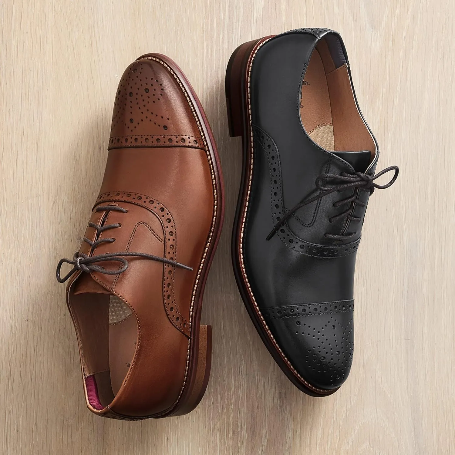Johnston & Murphy Men’s Conard 2.0 Cap Toe Shoe – Men's Dress Shoes, Dress Shoes for Men, Rich Italian Leather Shoes, Men’s Work Shoes, Cushioned Footbed & Rubber Sole